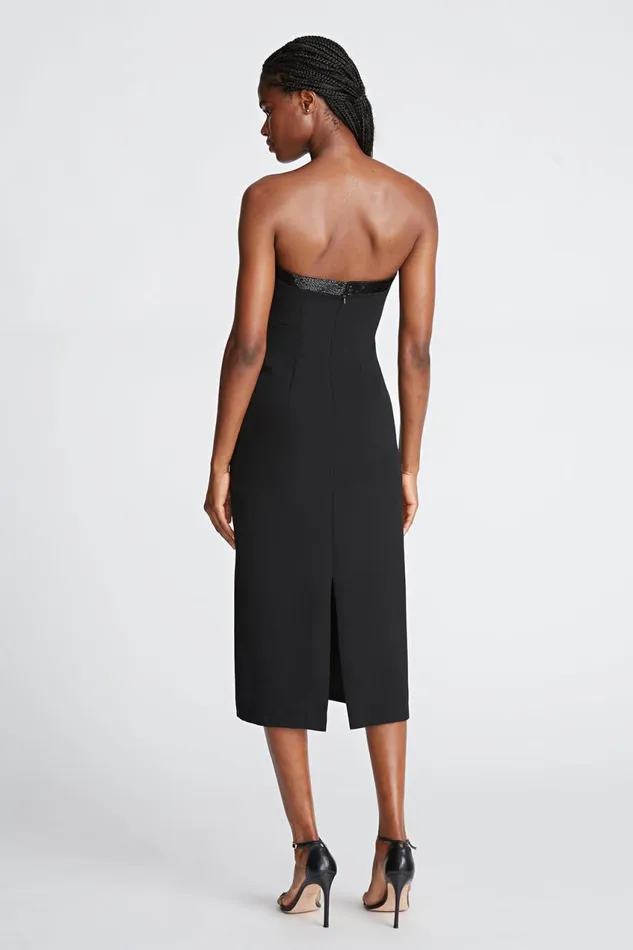 Cocktail Women Halston Brielle Dress In Stretch Crepe Black
