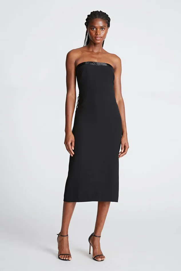 Cocktail Women Halston Brielle Dress In Stretch Crepe Black