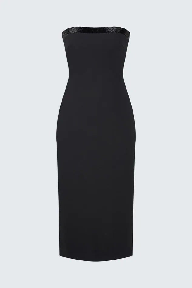Cocktail Women Halston Brielle Dress In Stretch Crepe Black