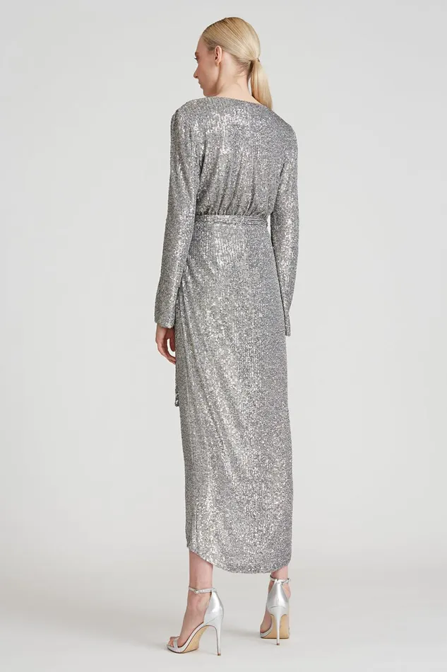 Cocktail Women Halston Falan Sequin Cocktail Dress Dark Silver