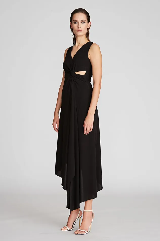 Cocktail Women Halston Lena Dress In Crepe Jersey Black