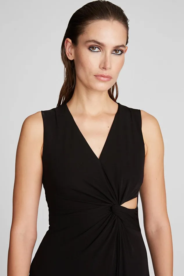 Cocktail Women Halston Lena Dress In Crepe Jersey Black