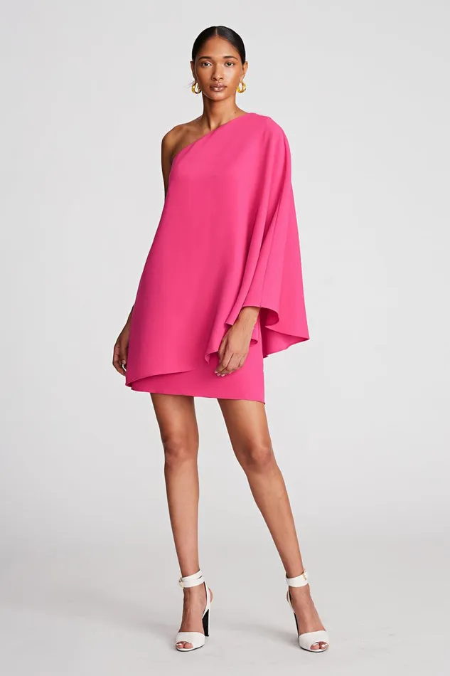 Cocktail Women Halston Melina Dress In Stretch Crepe Magenta
