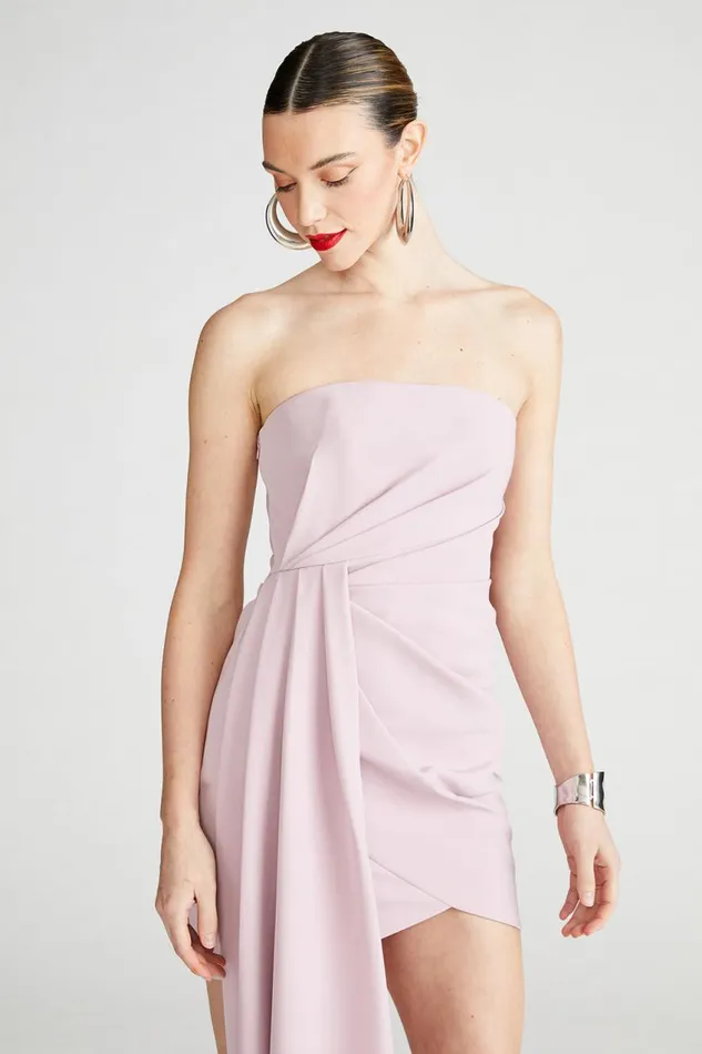 Cocktail Women Halston Nitara Dress In Crepe Mauve Blush