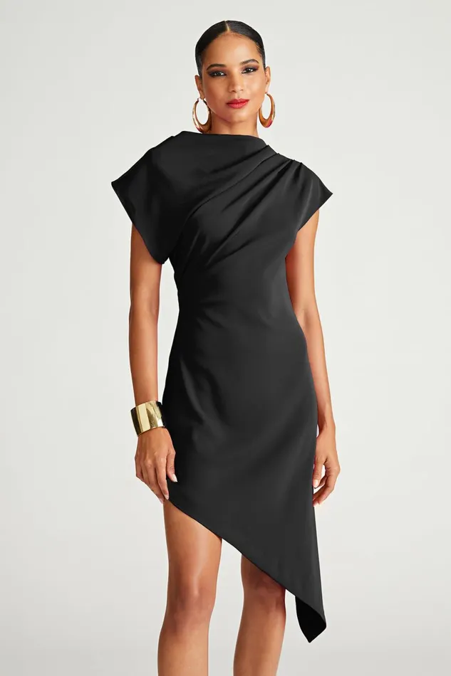 Cocktail Women Halston Perri Dress In Crepe Cady Black
