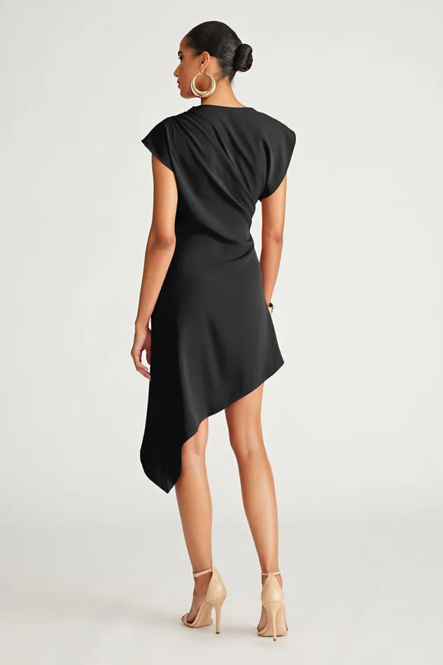 Cocktail Women Halston Perri Dress In Crepe Cady Black