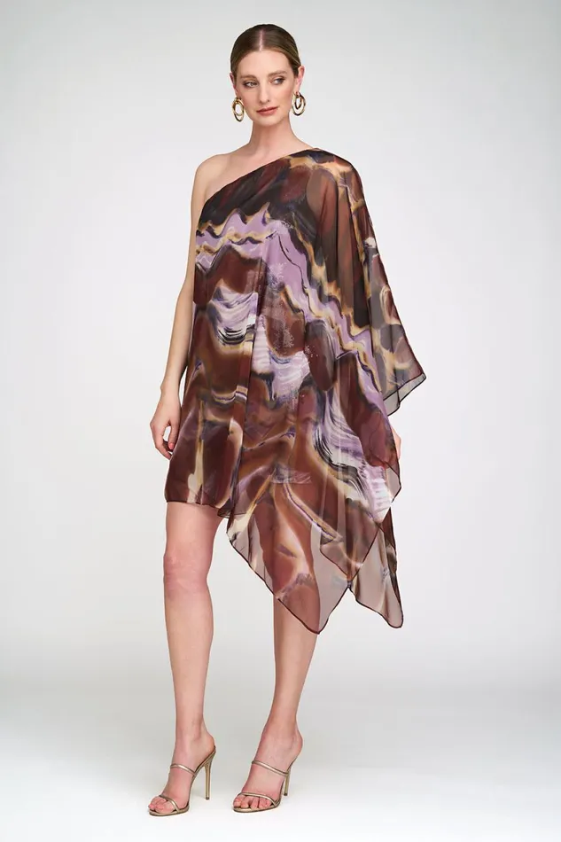 Cocktail Women Halston Shi Dress In Sequin and Chiffon Earth Strata