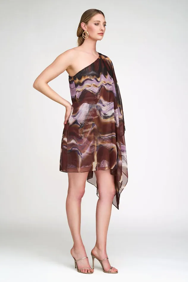 Cocktail Women Halston Shi Dress In Sequin and Chiffon Earth Strata