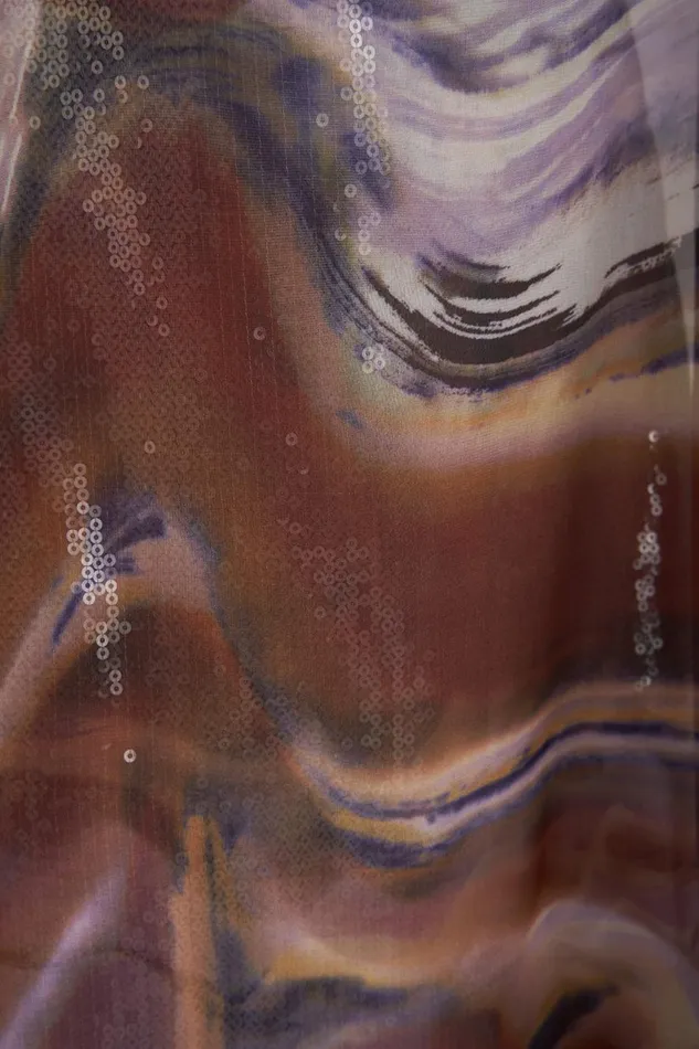 Cocktail Women Halston Shi Dress In Sequin and Chiffon Earth Strata