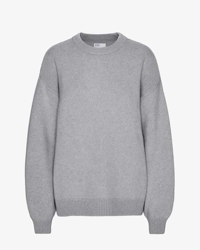 Colorfulstandard Oversized Merino Wool Crew 8211 Heather Grey Women Knit Sweaters