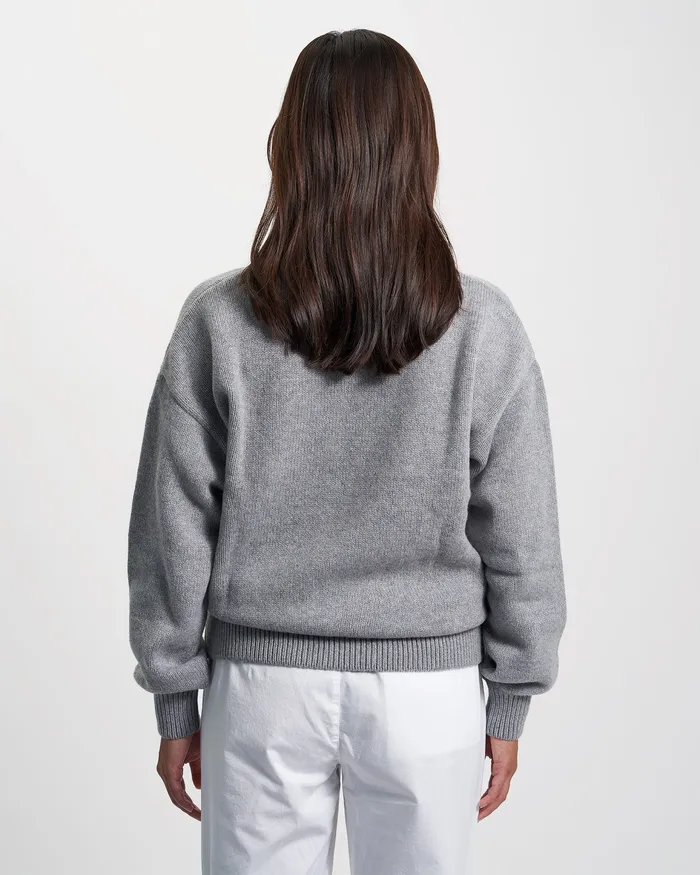 Colorfulstandard Oversized Merino Wool Crew 8211 Heather Grey Women Knit Sweaters