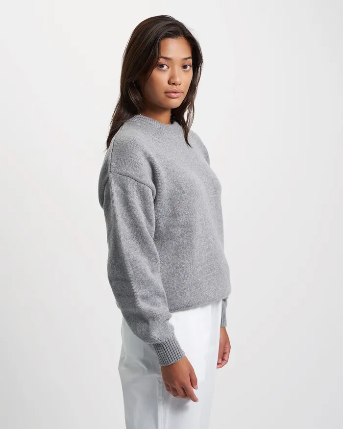 Colorfulstandard Oversized Merino Wool Crew 8211 Heather Grey Women Knit Sweaters