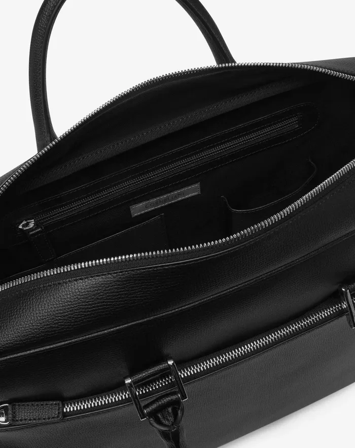 Corneliani Bags And Small Leather Goods Black Textured Leather Overnight Bag For Men 8211 Men