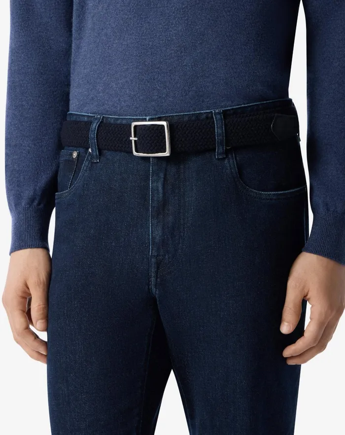 Corneliani Belts And Gloves Blue Weaved Fabric Belt For Men 8211 Men