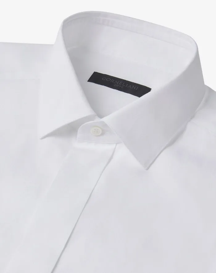 Corneliani Ceremony And Events Optical White Cotton Poplin Shirt 8211 Men