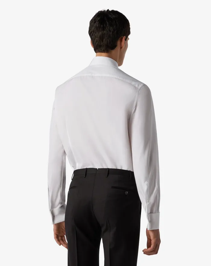 Corneliani Ceremony And Events Optical White Cotton Poplin Shirt 8211 Men