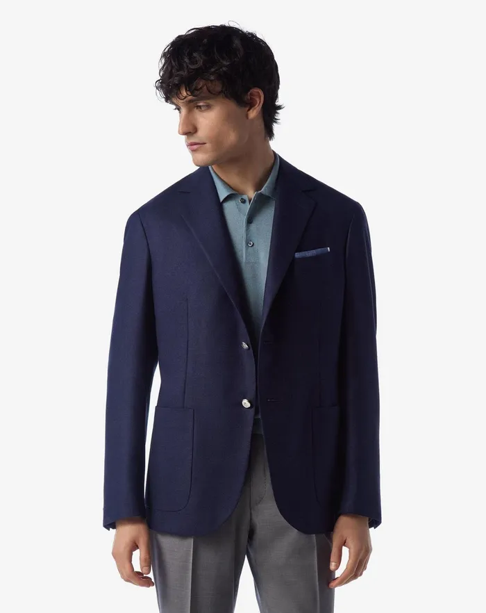 Corneliani Jackets Dark Blue Singlebreasted Silk And Wool Jacket 8211 Men