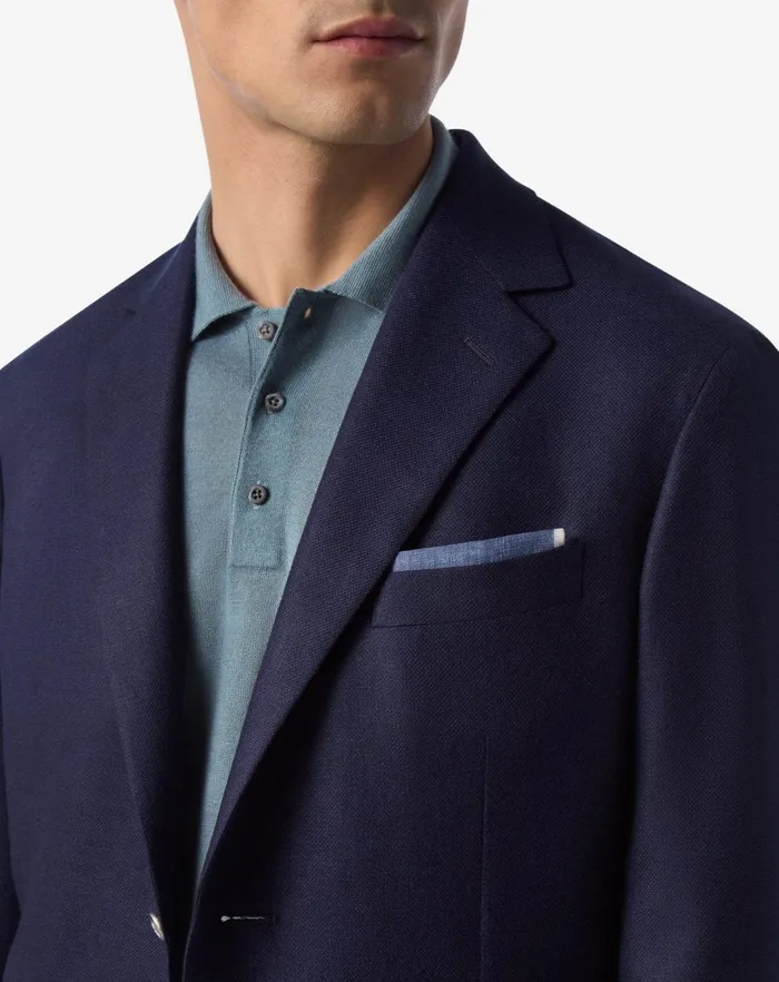 Corneliani Jackets Dark Blue Singlebreasted Silk And Wool Jacket 8211 Men