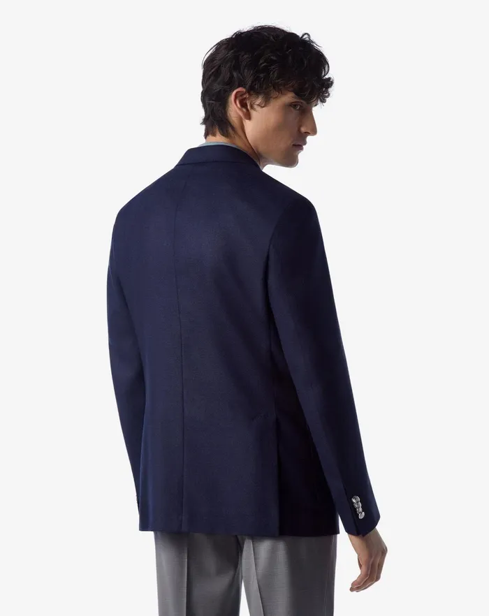 Corneliani Jackets Dark Blue Singlebreasted Silk And Wool Jacket 8211 Men
