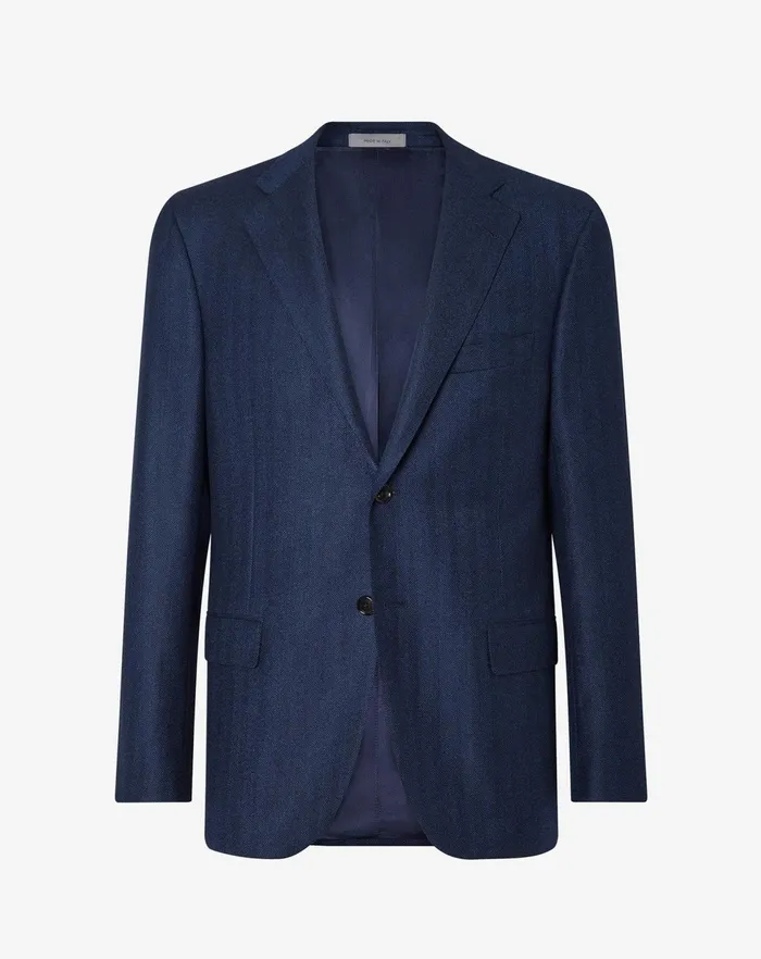 Corneliani Jackets Navy Blue Herringbone Wool Jacket For Men 8211 Men