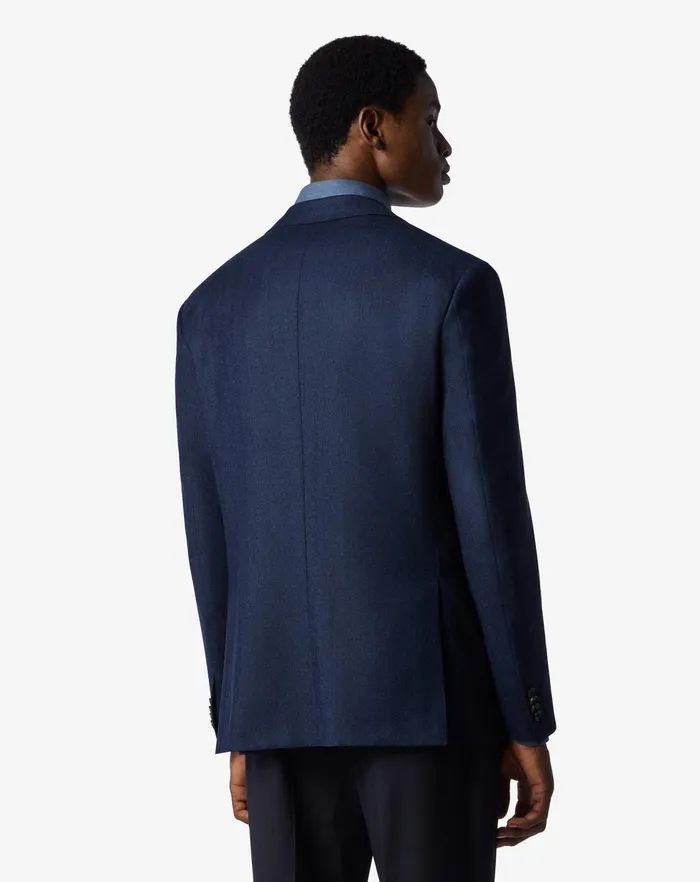 Corneliani Jackets Navy Blue Herringbone Wool Jacket For Men 8211 Men