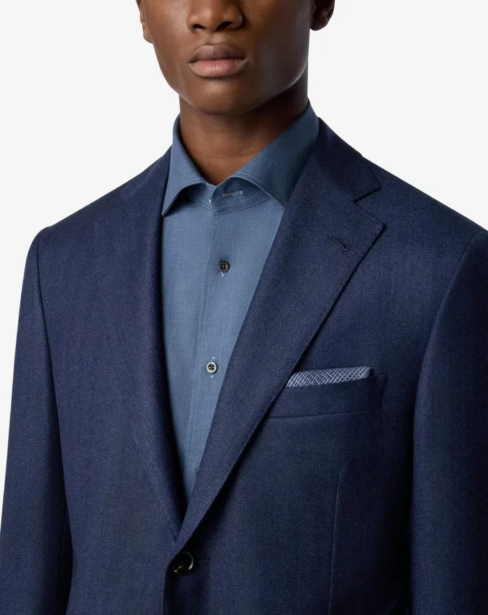 Corneliani Jackets Navy Blue Herringbone Wool Jacket For Men 8211 Men