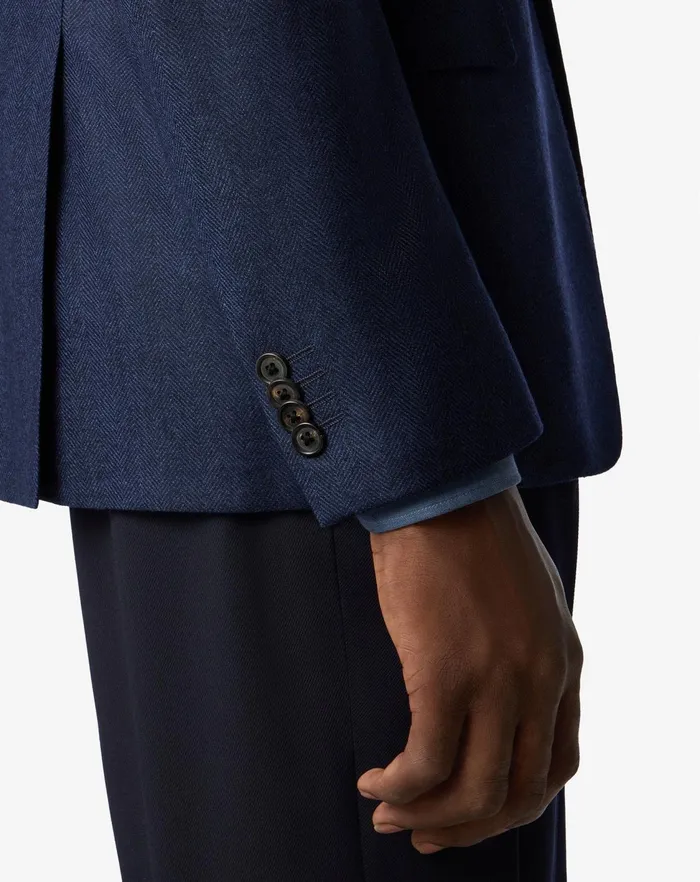 Corneliani Jackets Navy Blue Herringbone Wool Jacket For Men 8211 Men