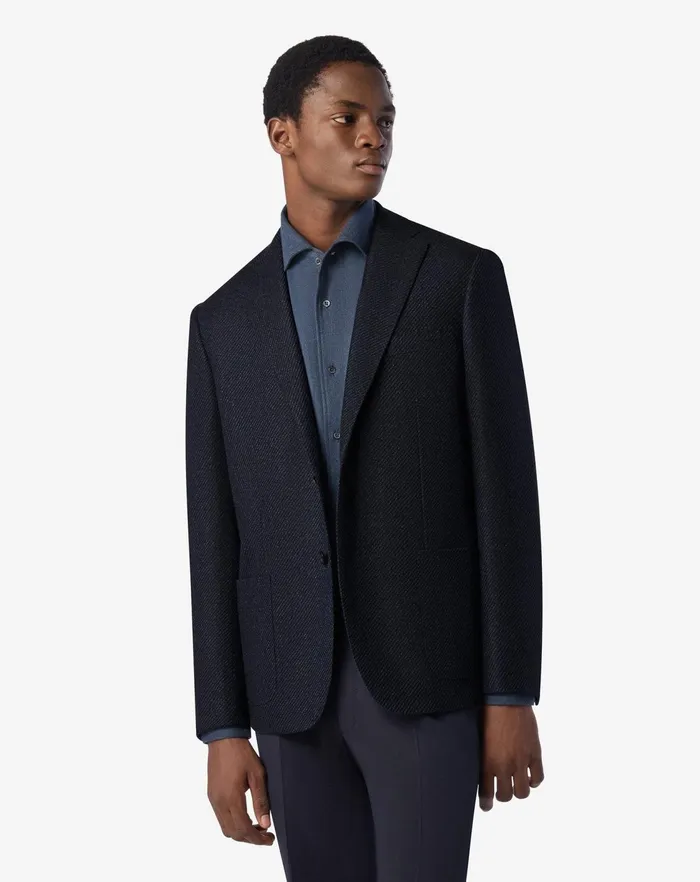 Corneliani Jackets Navy Blue Pure Cashmere Twill Jacket For Men 8211 Men