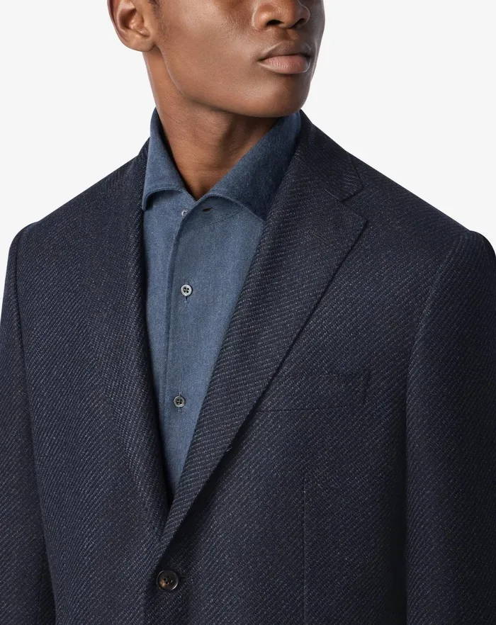 Corneliani Jackets Navy Blue Pure Cashmere Twill Jacket For Men 8211 Men
