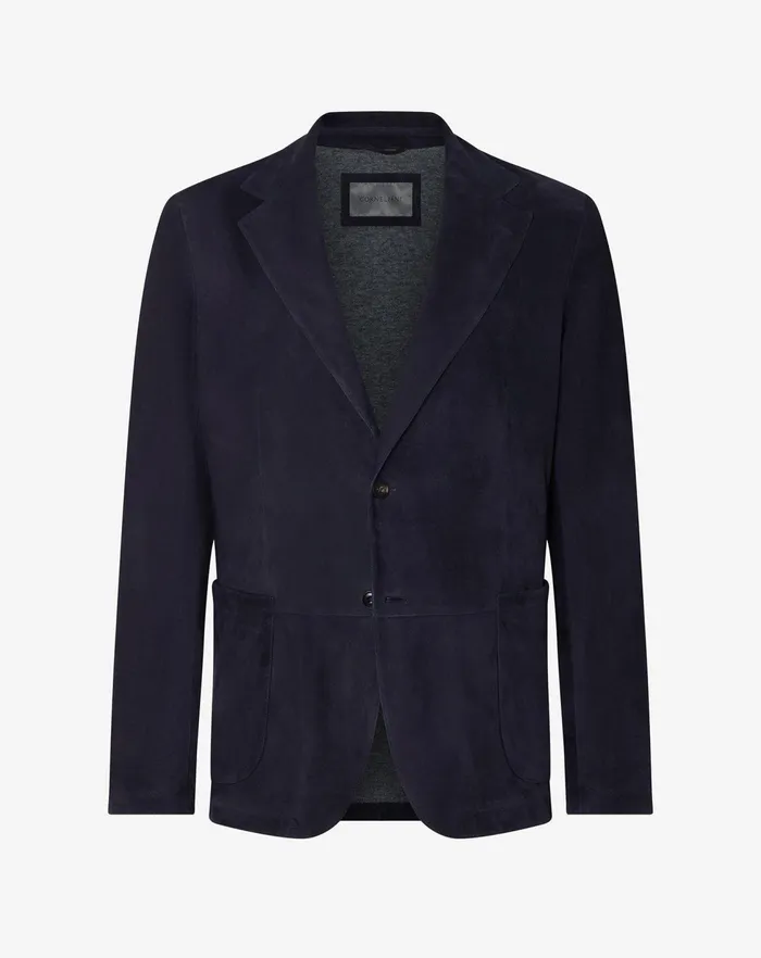 Corneliani Jackets Navy Blue Super Light Suede Jacket For Men 8211 Men