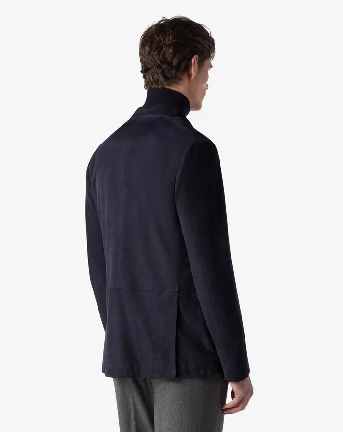 Corneliani Jackets Navy Blue Super Light Suede Jacket For Men 8211 Men