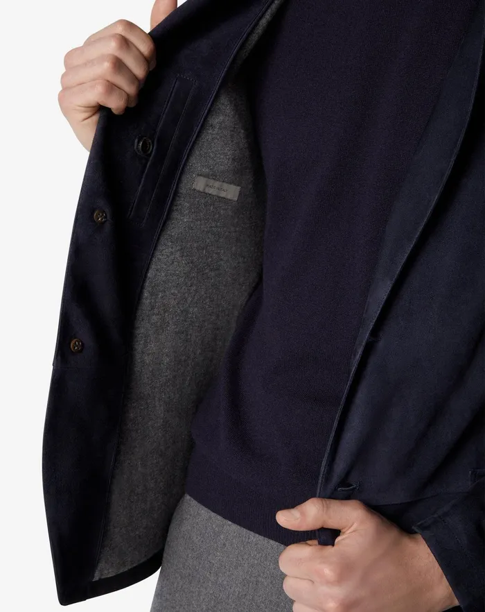 Corneliani Jackets Navy Blue Super Light Suede Jacket For Men 8211 Men