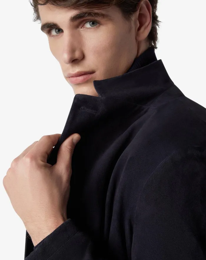 Corneliani Jackets Navy Blue Super Light Suede Jacket For Men 8211 Men
