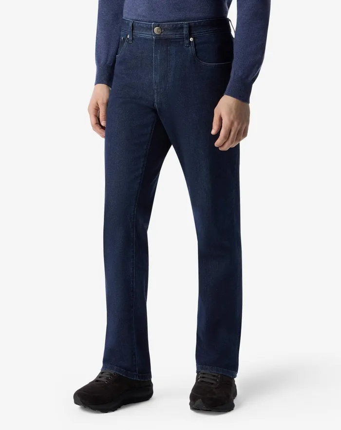 Corneliani Jeans and Slacks Navy Blue Stretch Denim 5pocket Trousers For Men 8211 Men