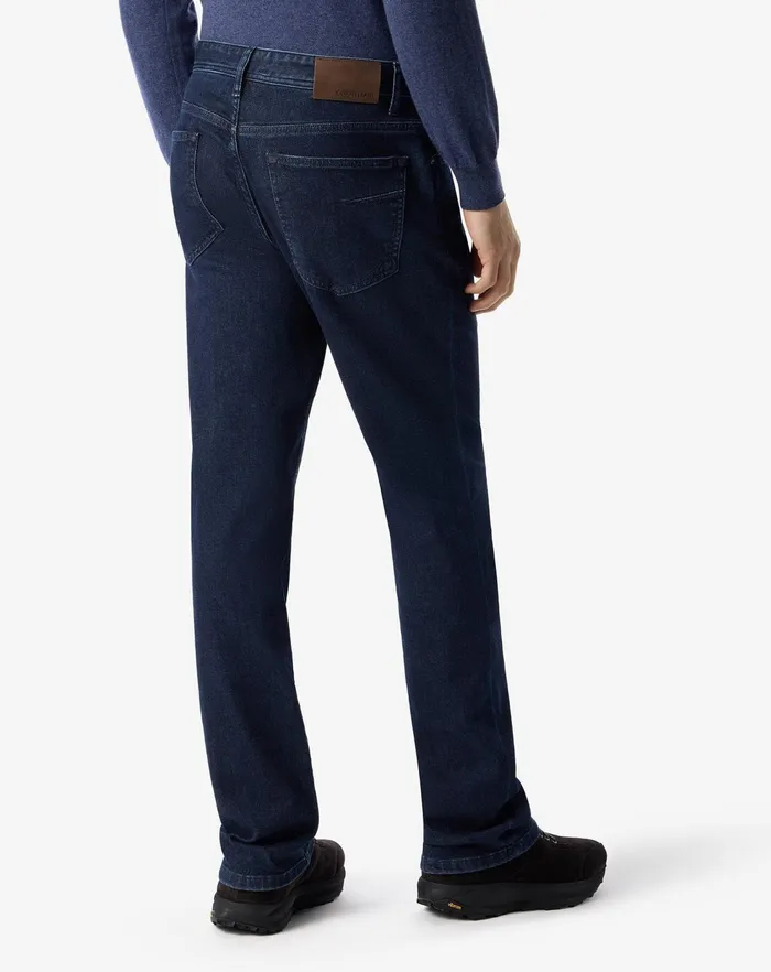 Corneliani Jeans and Slacks Navy Blue Stretch Denim 5pocket Trousers For Men 8211 Men