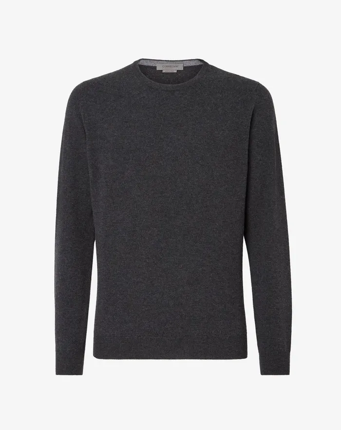 Corneliani Knitwear Wool And Cashmere Crew Neck In Dark Grey 8211 Men