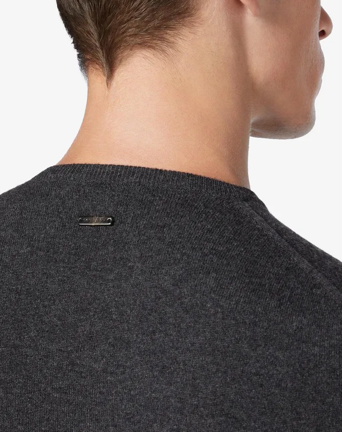 Corneliani Knitwear Wool And Cashmere Crew Neck In Dark Grey 8211 Men