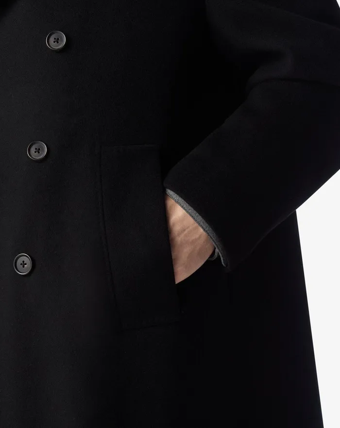 Corneliani Outerwear And Coats Black Wool And Cashmere Doublebreasted Coat For Men 8211 Men