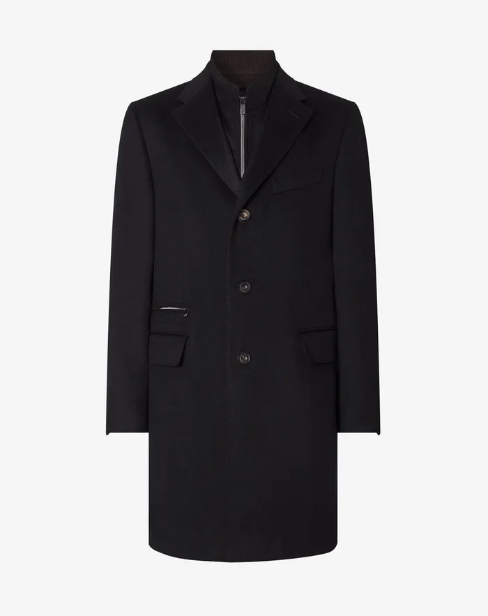 Corneliani Outerwear And Coats Black Wool Beaver Coat For Men 8211 Men