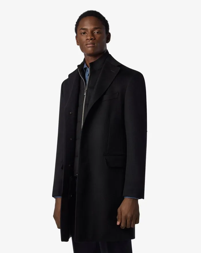 Corneliani Outerwear And Coats Black Wool Beaver Coat For Men 8211 Men