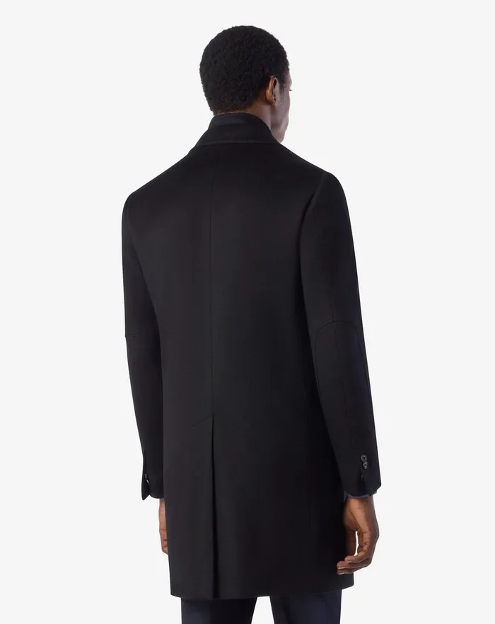 Corneliani Outerwear And Coats Black Wool Beaver Coat For Men 8211 Men