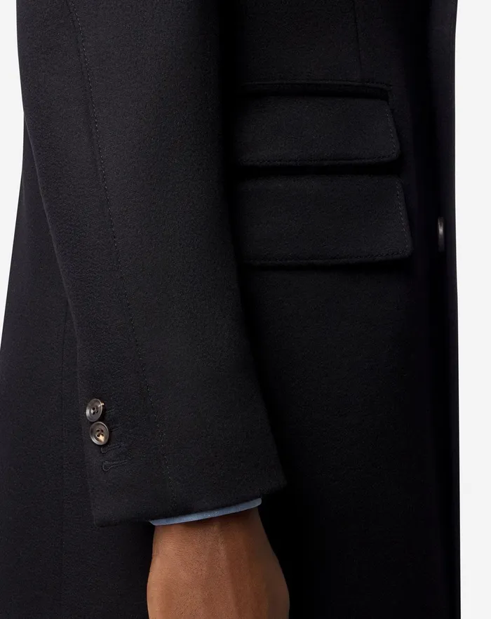 Corneliani Outerwear And Coats Black Wool Beaver Coat For Men 8211 Men