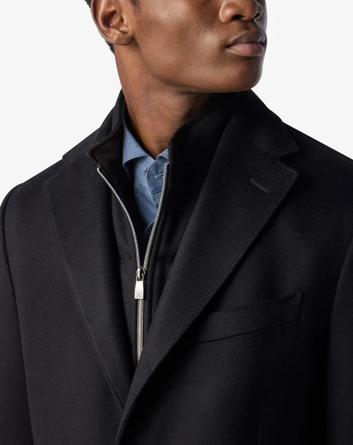 Corneliani Outerwear And Coats Black Wool Beaver Coat For Men 8211 Men