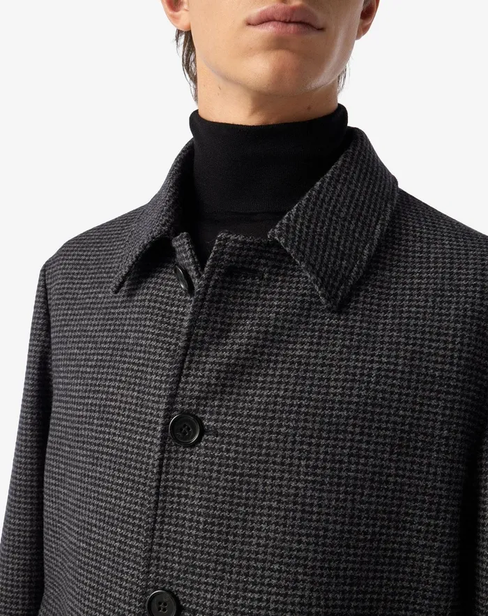 Corneliani Outerwear And Coats Grey Pied De Poule Wool And Cashmere Coat 8211 Men