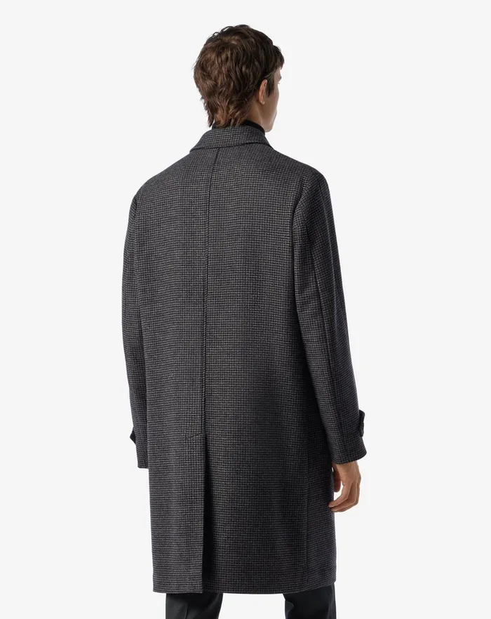 Corneliani Outerwear And Coats Grey Pied De Poule Wool And Cashmere Coat 8211 Men