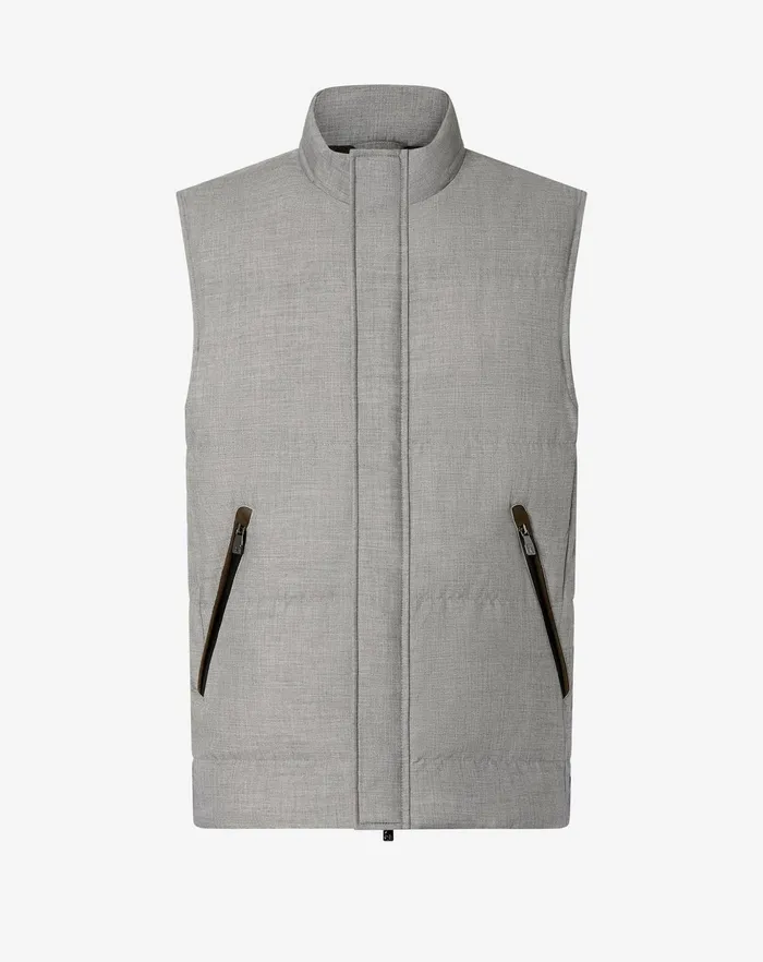 Corneliani Outerwear And Coats Light Grey Technical Poplin Vest For Men 8211 Men