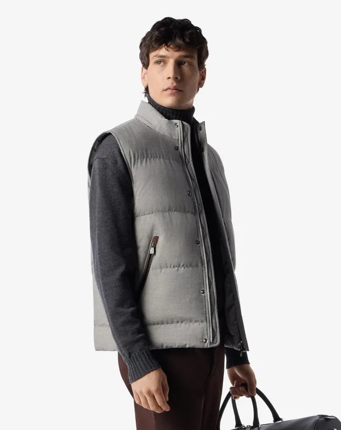 Corneliani Outerwear And Coats Light Grey Technical Poplin Vest For Men 8211 Men