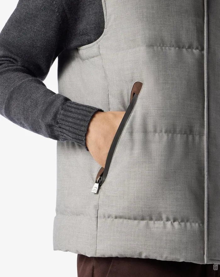 Corneliani Outerwear And Coats Light Grey Technical Poplin Vest For Men 8211 Men