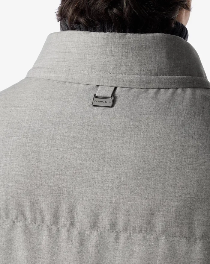 Corneliani Outerwear And Coats Light Grey Technical Poplin Vest For Men 8211 Men