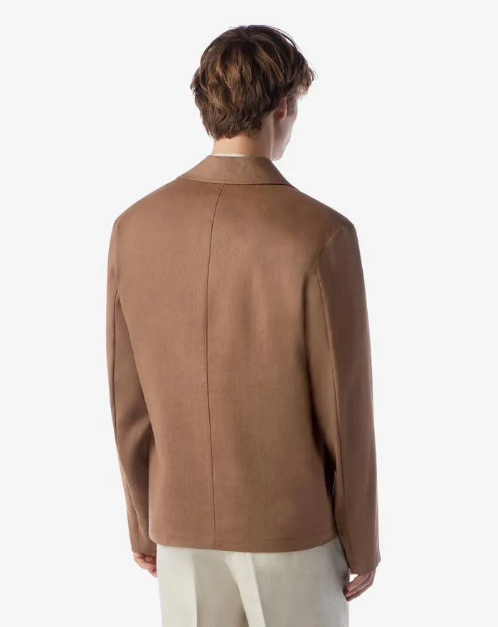 Corneliani Outerwear And Coats Mens Light Brown Linen Wool And Mohair Overshirt 8211 Men